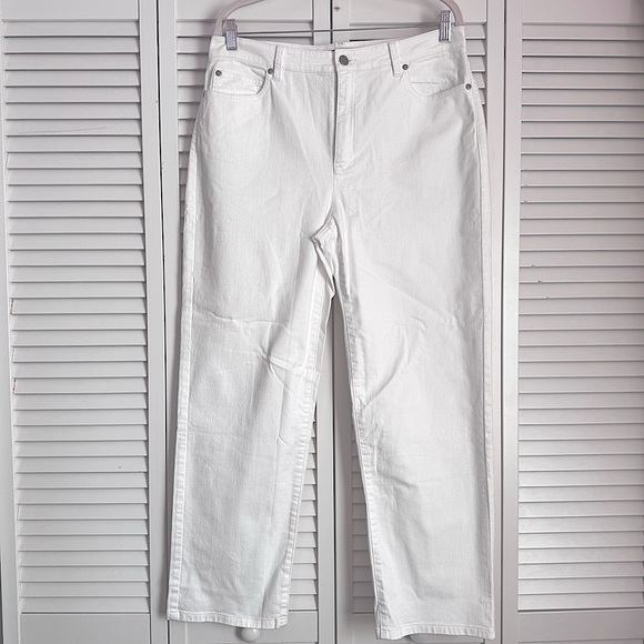 Eileen Fisher Organic Cotton Denim High-Waisted White Ankle Pant Size 12 - Picture 4 of 7